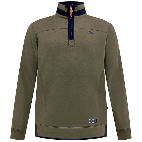 D555 Plus Size Leicester 1/4 Zip Sweatshirt Khaki