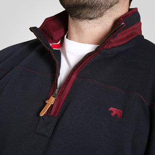 D555 Plus Size Leicester 1/4 Zip Sweatshirt Navy