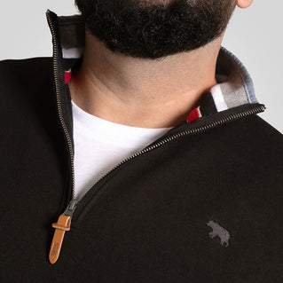 D555 Plus Size Russel 1/4 Zip Sweatshirt Black