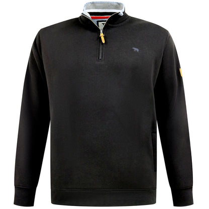 D555 Plus Size Russel 1/4 Zip Sweatshirt Black
