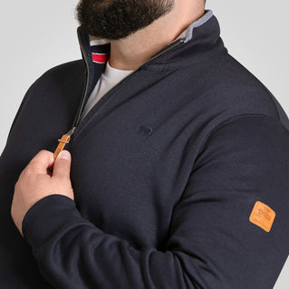 D555 Plus Size Russel 1/4 Zip Sweatshirt Navy