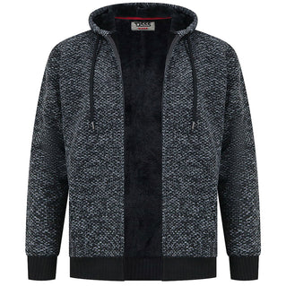 D555 Plus Size Fareham Knitted Zip Hoodie Black