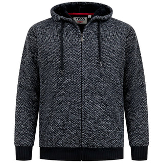 D555 Plus Size Fareham Knitted Zip Hoodie Black