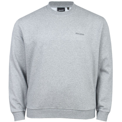 Lyle & Scott Plus Size Logo Brushback Crew Sweatshirt Mid Grey Marl