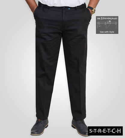 D555 Plus Size Stretch Xtenda Waist Chinos Black