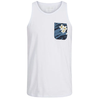 Jack & Jones Plus Size Hawaii Pocket Tank Top White