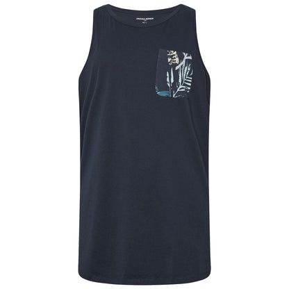 Jack & Jones Plus Size Hawaii Pocket Tank Top Sky Captain